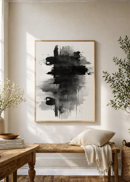 Cuadro Decorativo Abstracto, Mancha Tinta Gris