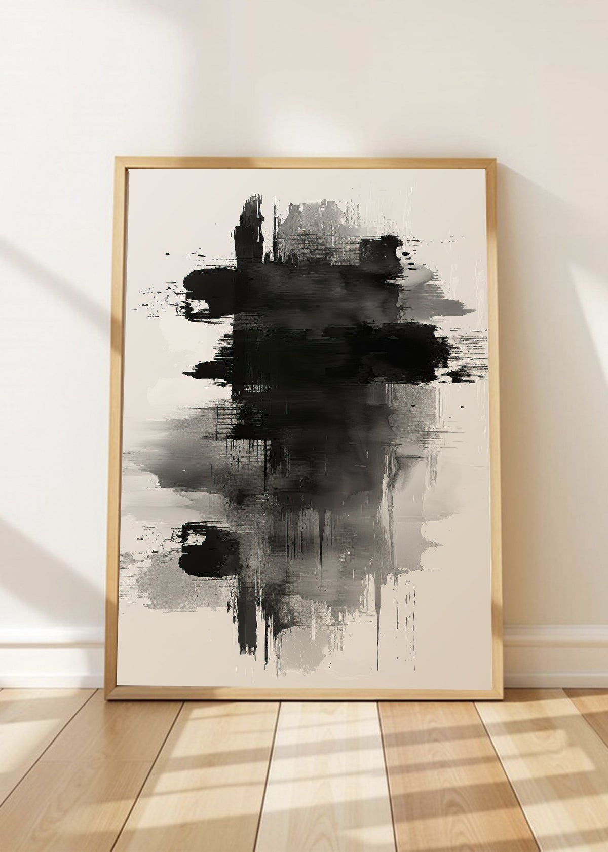 Cuadro Decorativo Abstracto, Mancha Tinta Gris
