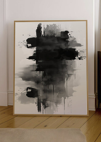 Cuadro Decorativo Abstracto, Mancha Tinta Gris