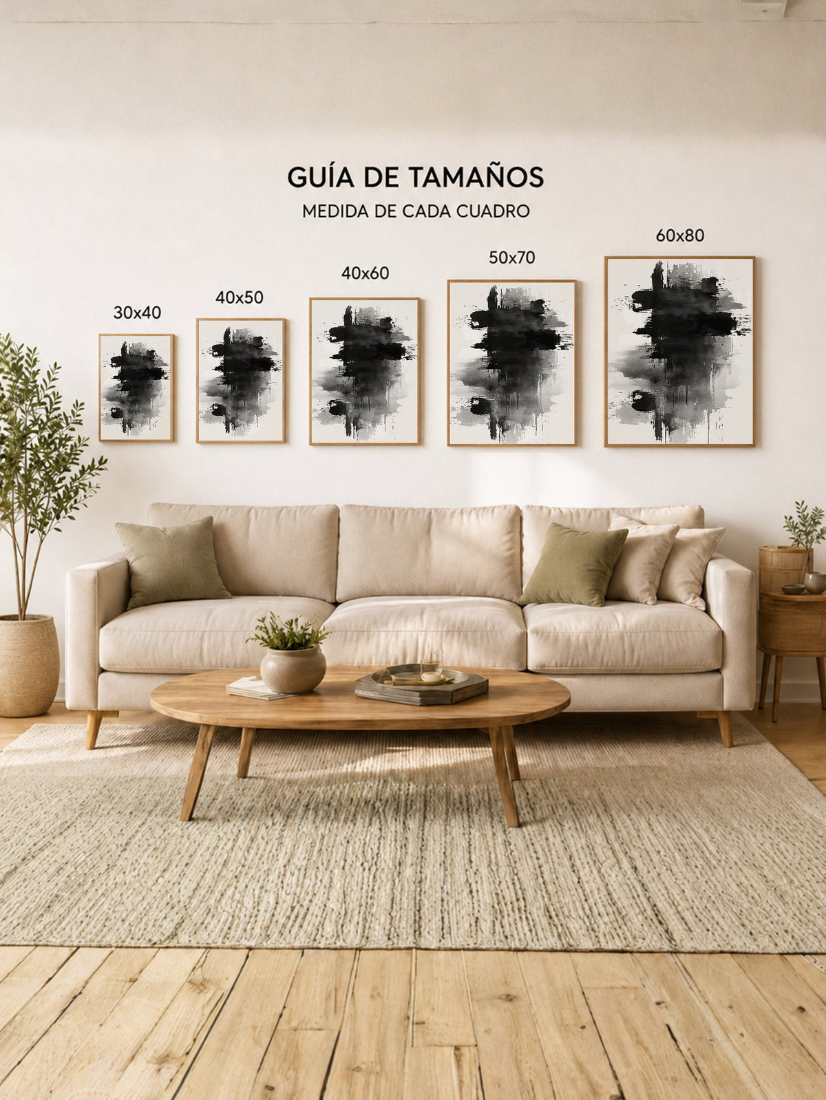 Cuadro Decorativo Abstracto, Mancha Tinta Gris