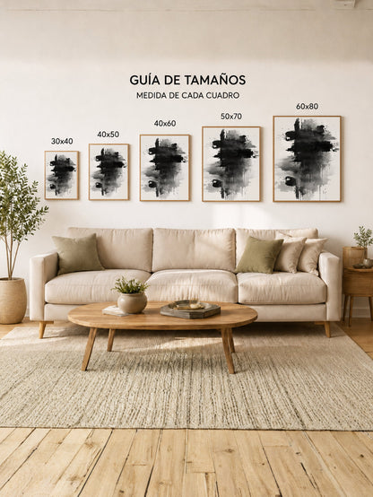 Cuadro Decorativo Abstracto, Mancha Tinta Gris