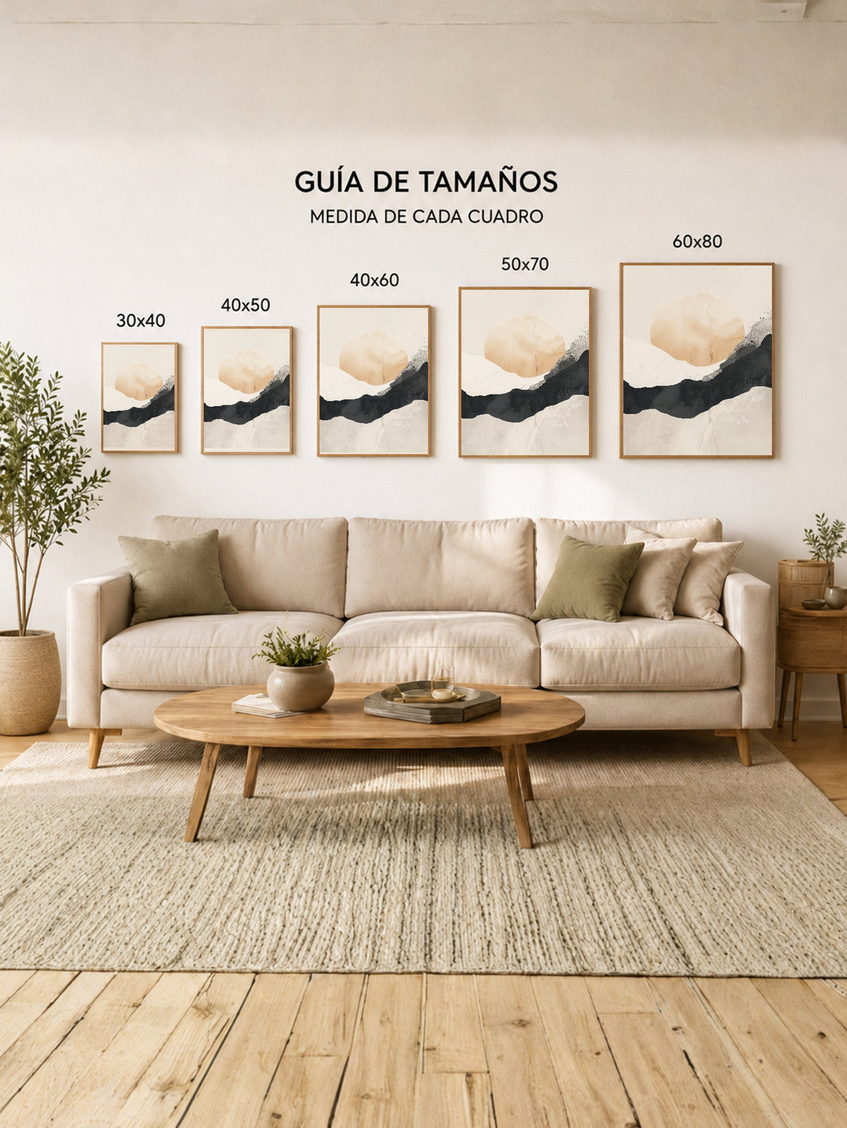 Cuadro Decorativo Abstracto, Nube Colinas Beige