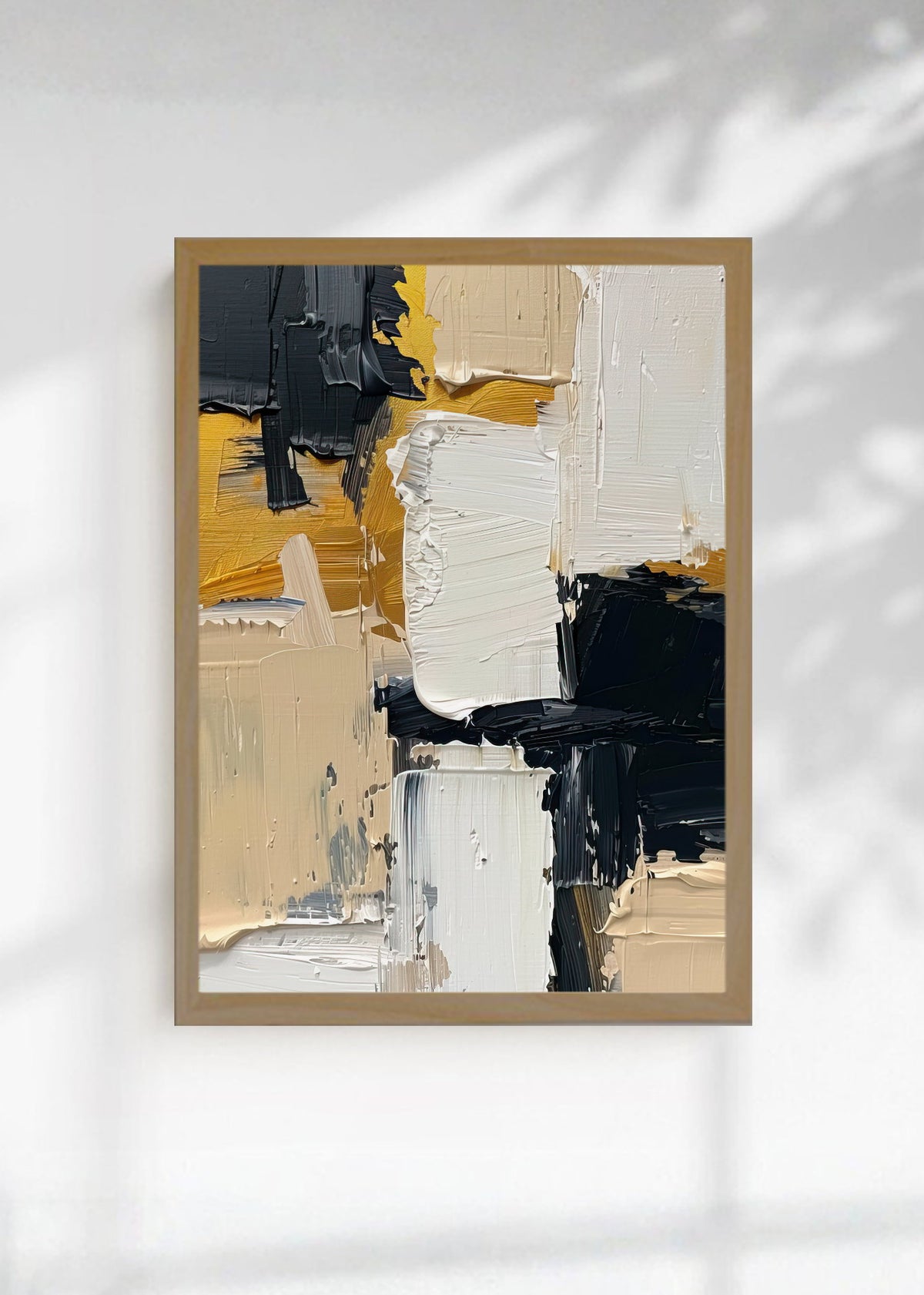 Cuadro Decorativo Abstracto, Óleo Amarillo Negro