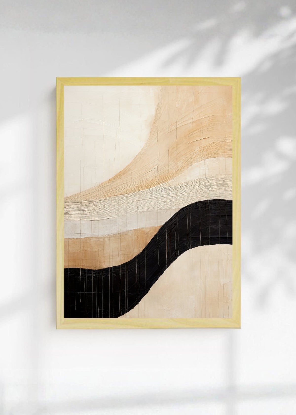 Cuadro Decorativo Abstracto, Onda Negra Beige