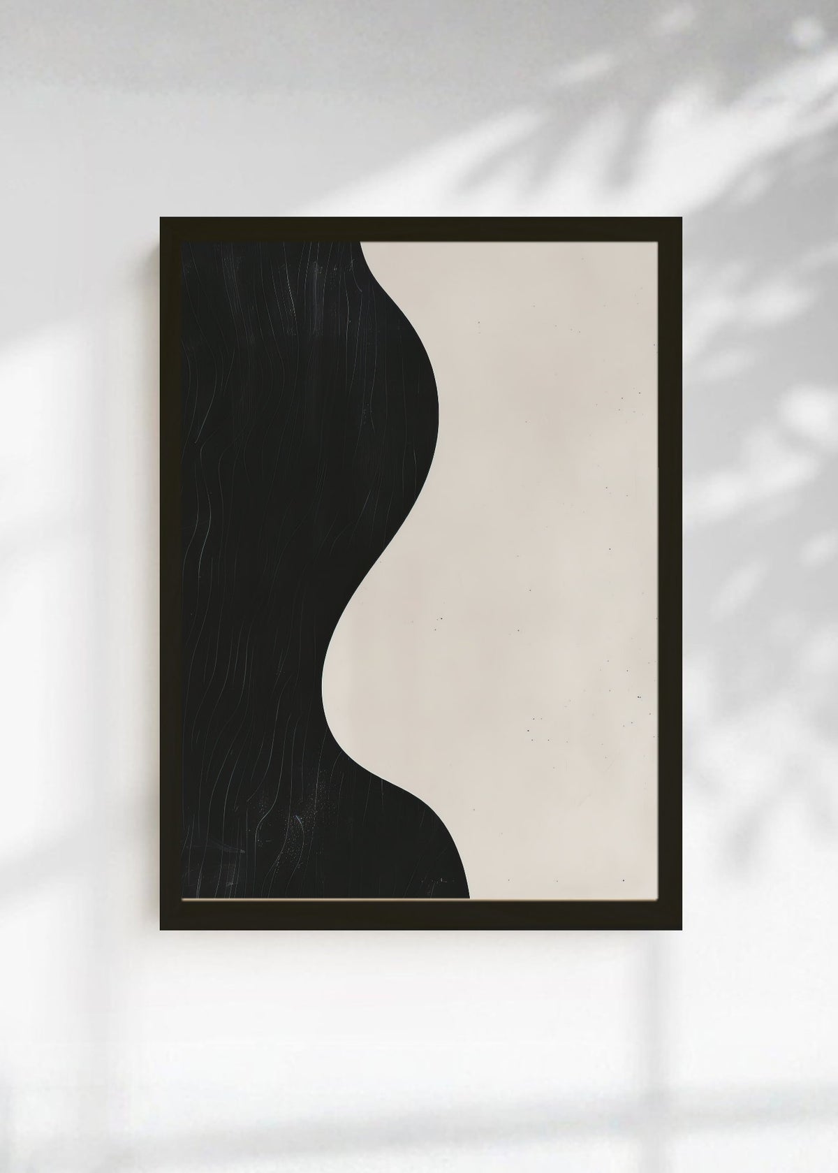 Cuadro Decorativo Abstracto, Onda Negra Crema