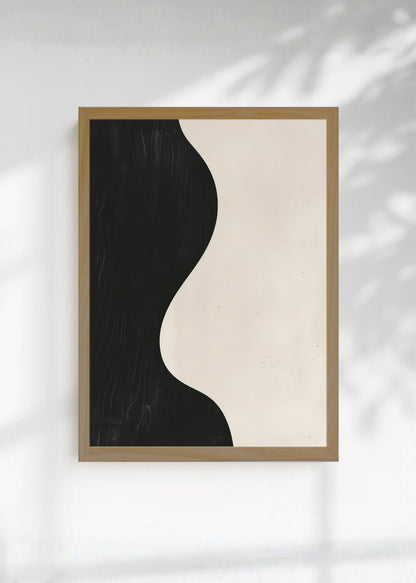 Cuadro Decorativo Abstracto, Onda Negra Crema
