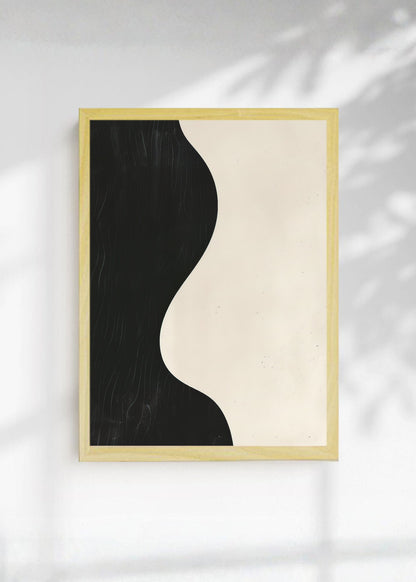 Cuadro Decorativo Abstracto, Onda Negra Crema