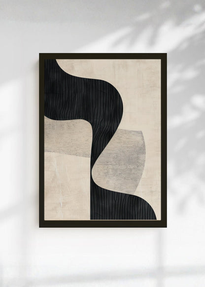 Cuadro Decorativo Abstracto, Onda Rayada Beige