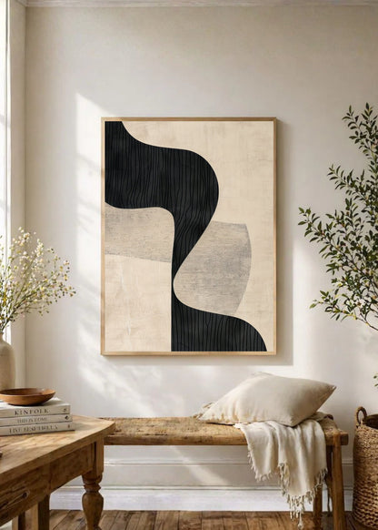 Cuadro Decorativo Abstracto, Onda Rayada Beige