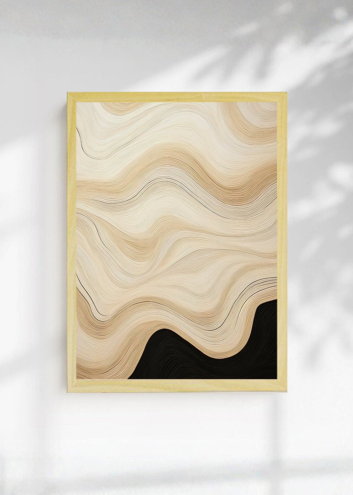 Cuadro Decorativo Abstracto, Ondas Líneas Beige