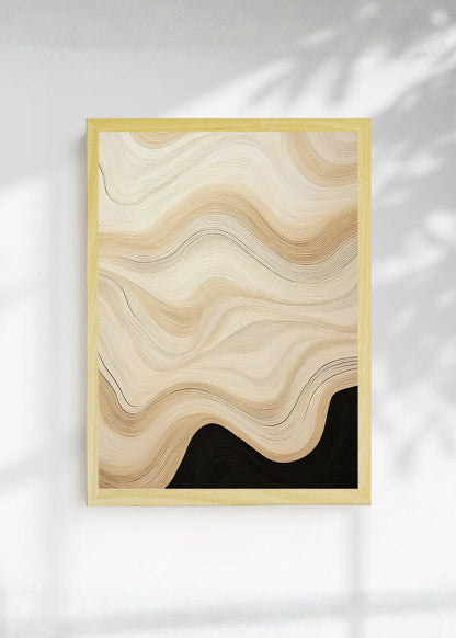 Cuadro Decorativo Abstracto, Ondas Líneas Beige