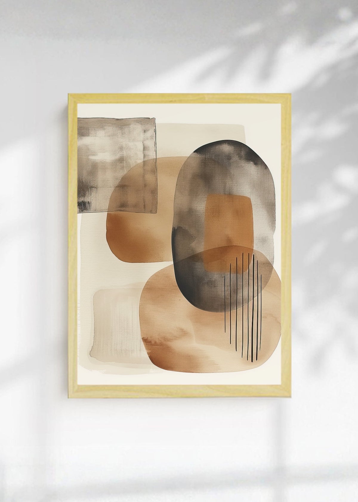Cuadro Decorativo Abstracto, Ovalos Gris Durazno