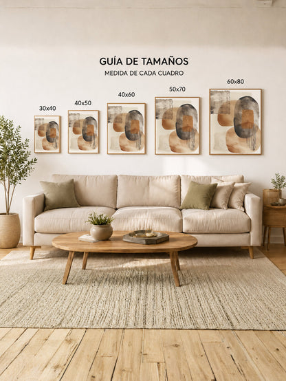Cuadro Decorativo Abstracto, Ovalos Gris Durazno