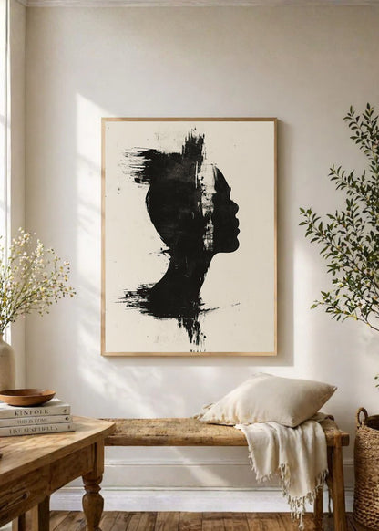 Cuadro Decorativo Abstracto, Perfil Tinta Negro