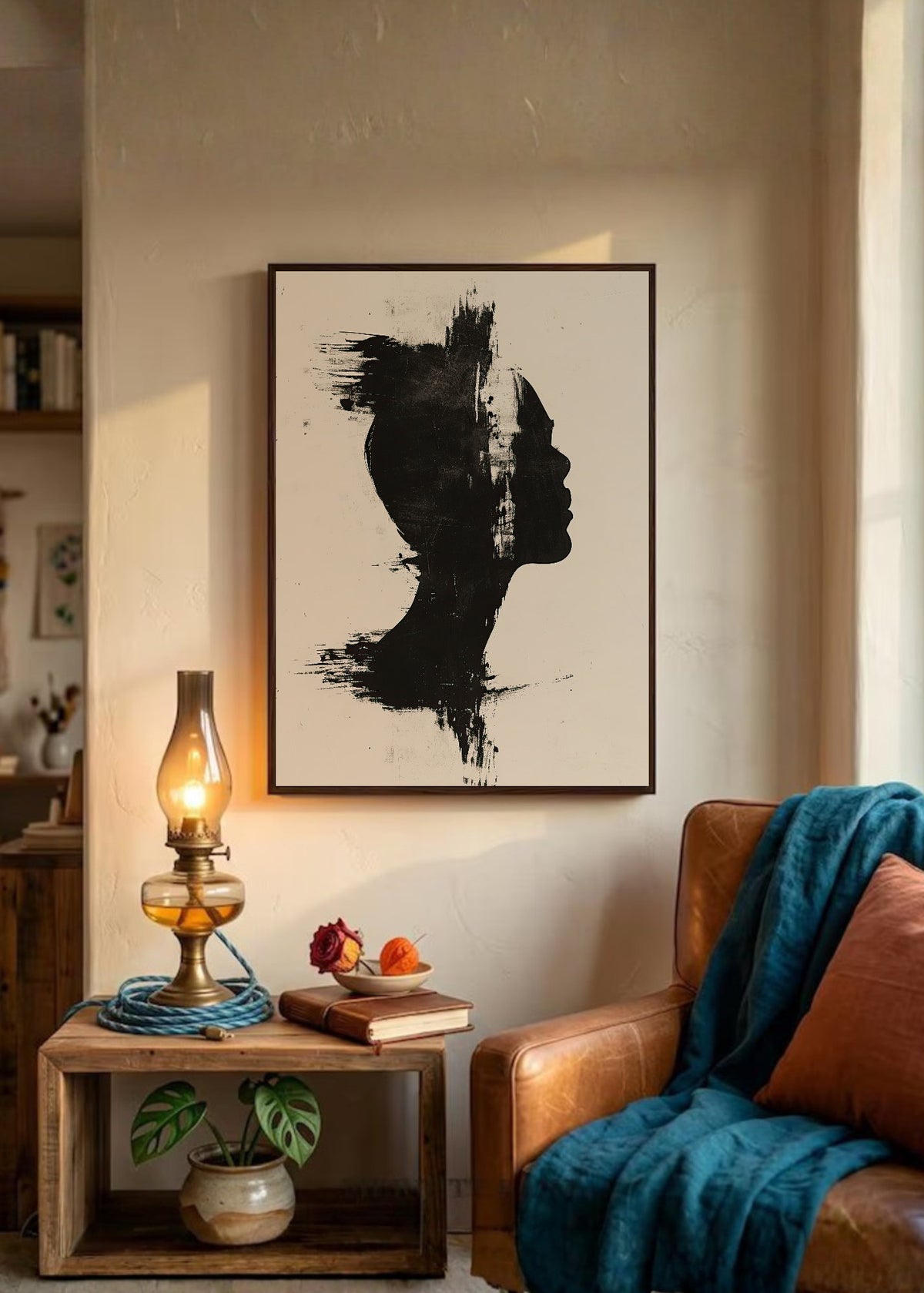 Cuadro Decorativo Abstracto, Perfil Tinta Negro