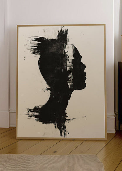 Cuadro Decorativo Abstracto, Perfil Tinta Negro
