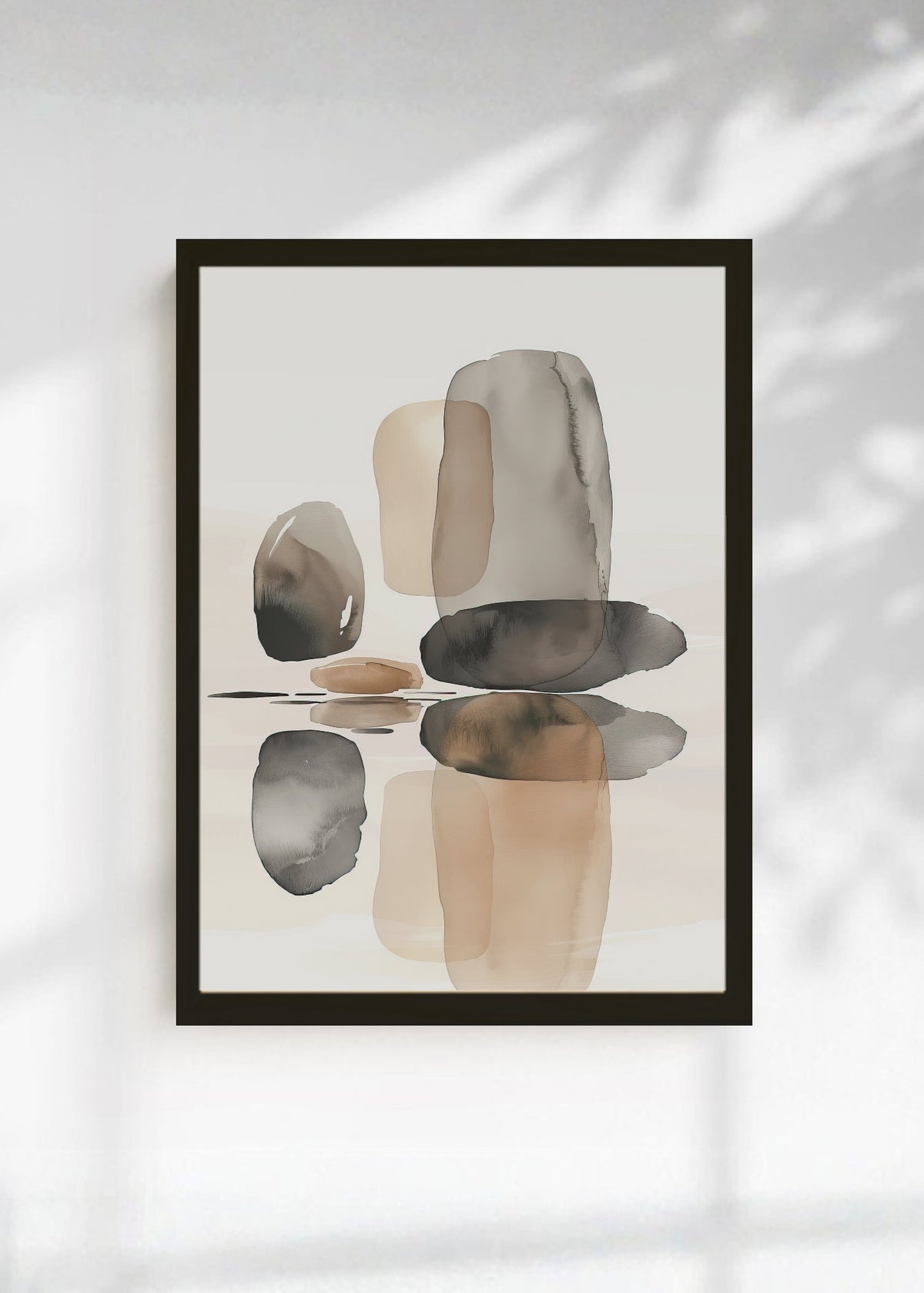 Cuadro Decorativo Abstracto, Piedras Apiladas Acuarela