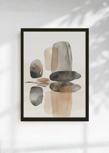 Cuadro Decorativo Abstracto, Piedras Apiladas Acuarela