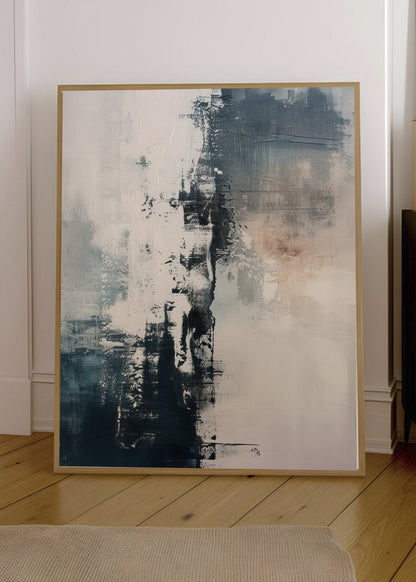 Cuadro Decorativo Abstracto, Pincel Azul Marino Blanco