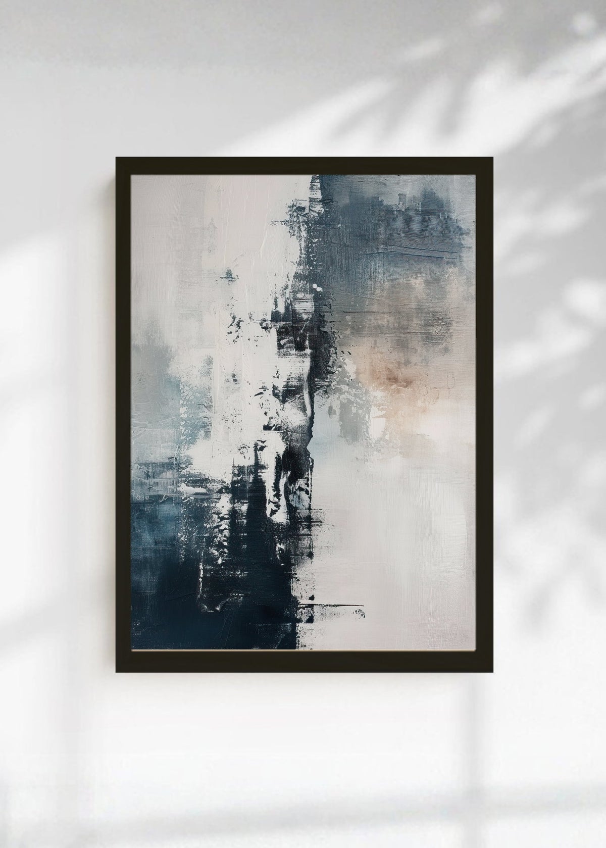 Cuadro Decorativo Abstracto, Pincel Azul Marino Blanco