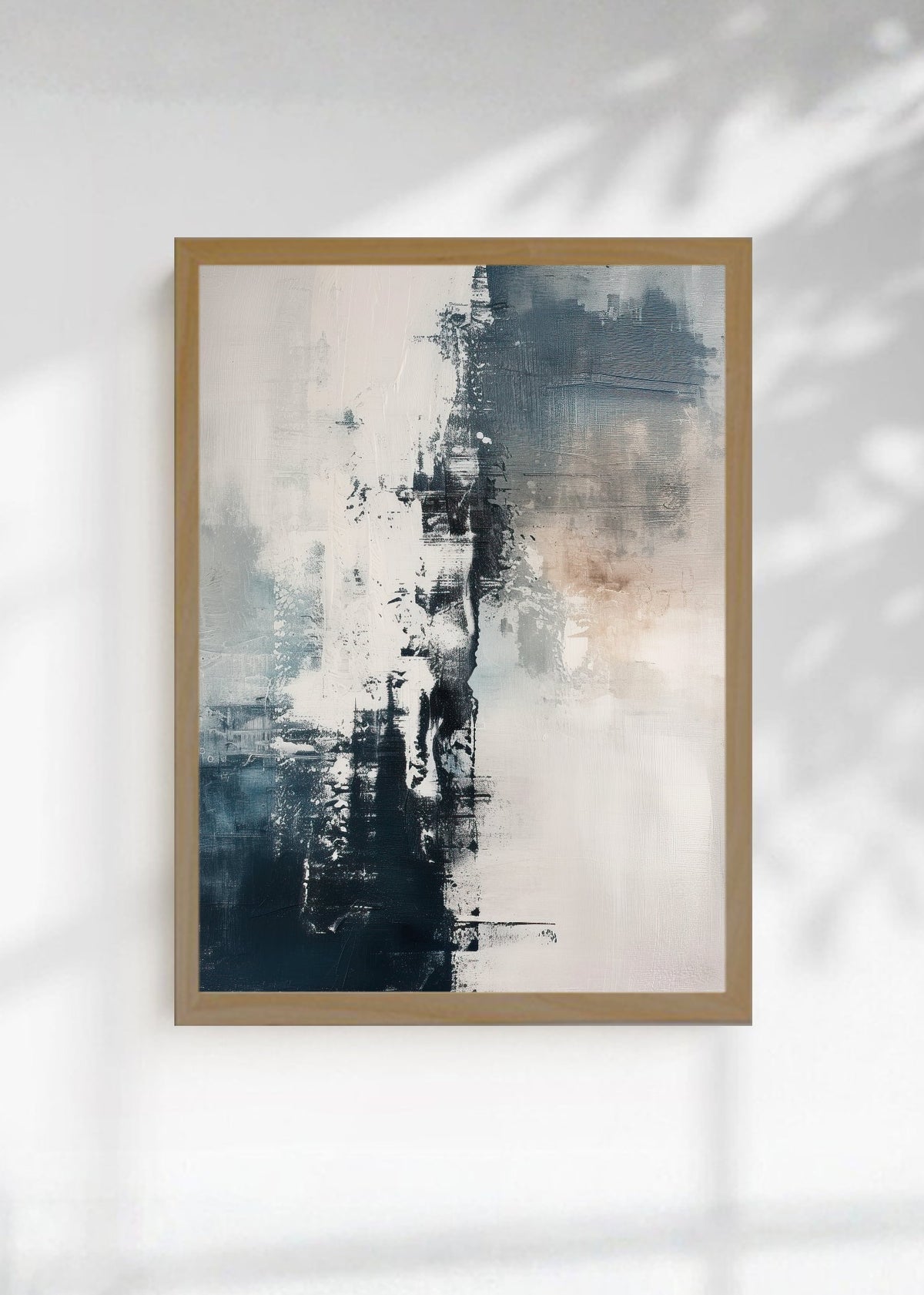 Cuadro Decorativo Abstracto, Pincel Azul Marino Blanco