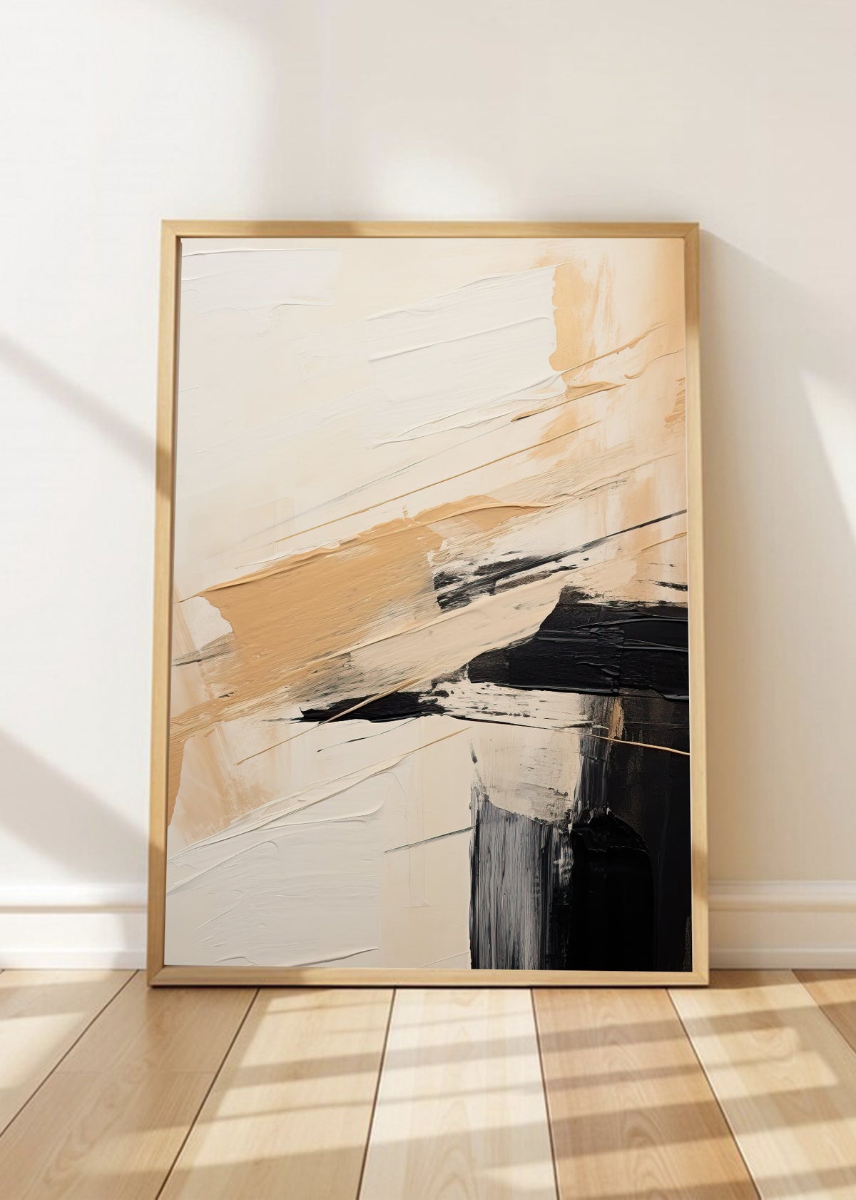 Cuadro Decorativo Abstracto, Pincel Naranja Negro