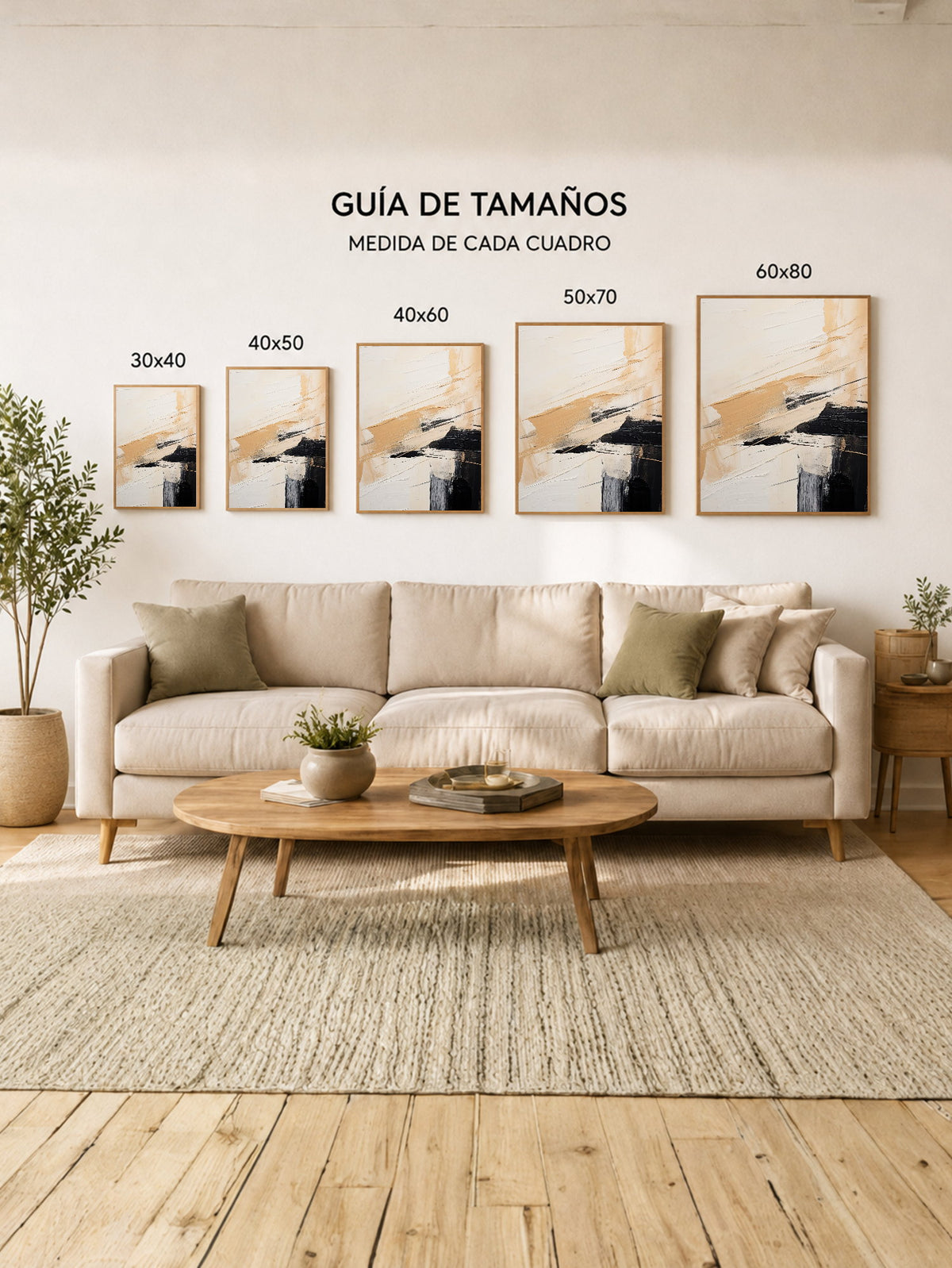 Cuadro Decorativo Abstracto, Pincel Naranja Negro