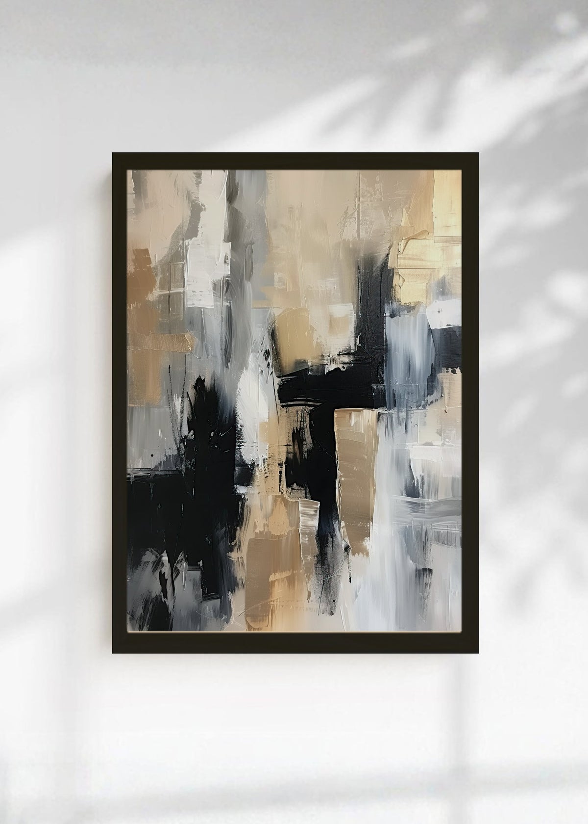 Cuadro Decorativo Abstracto, Pincel Negro Dorado