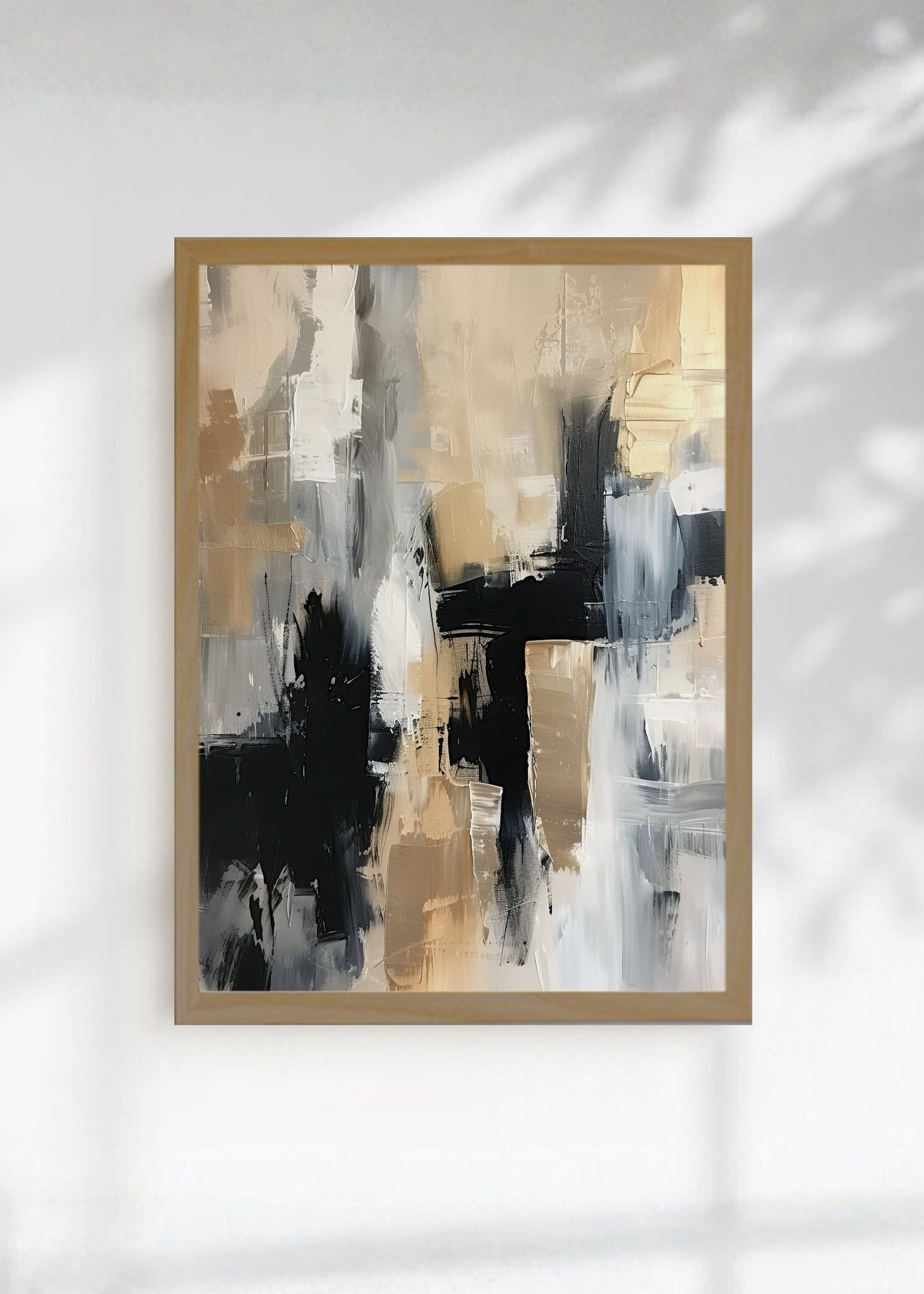 Cuadro Decorativo Abstracto, Pincel Negro Dorado