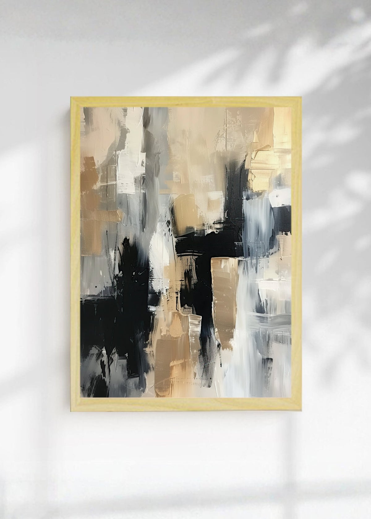 Cuadro Decorativo Abstracto, Pincel Negro Dorado