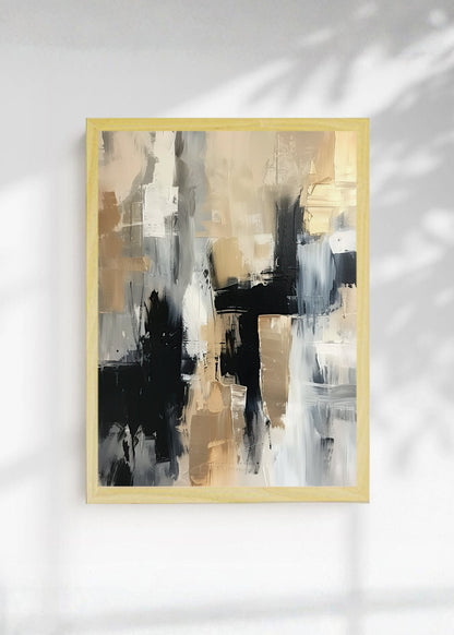 Cuadro Decorativo Abstracto, Pincel Negro Dorado