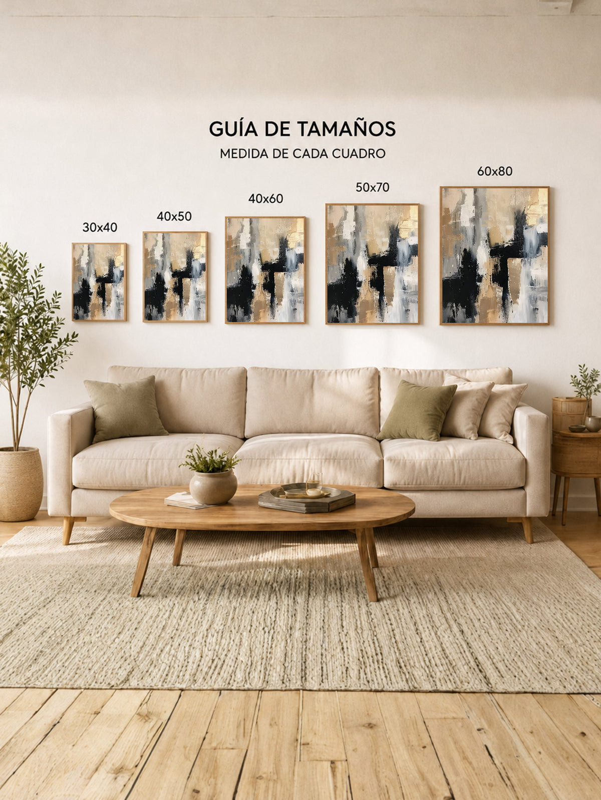 Cuadro Decorativo Abstracto, Pincel Negro Dorado