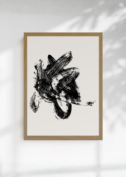 Cuadro Decorativo Abstracto, Pincelada Negra Gestual
