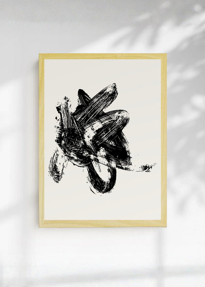 Cuadro Decorativo Abstracto, Pincelada Negra Gestual