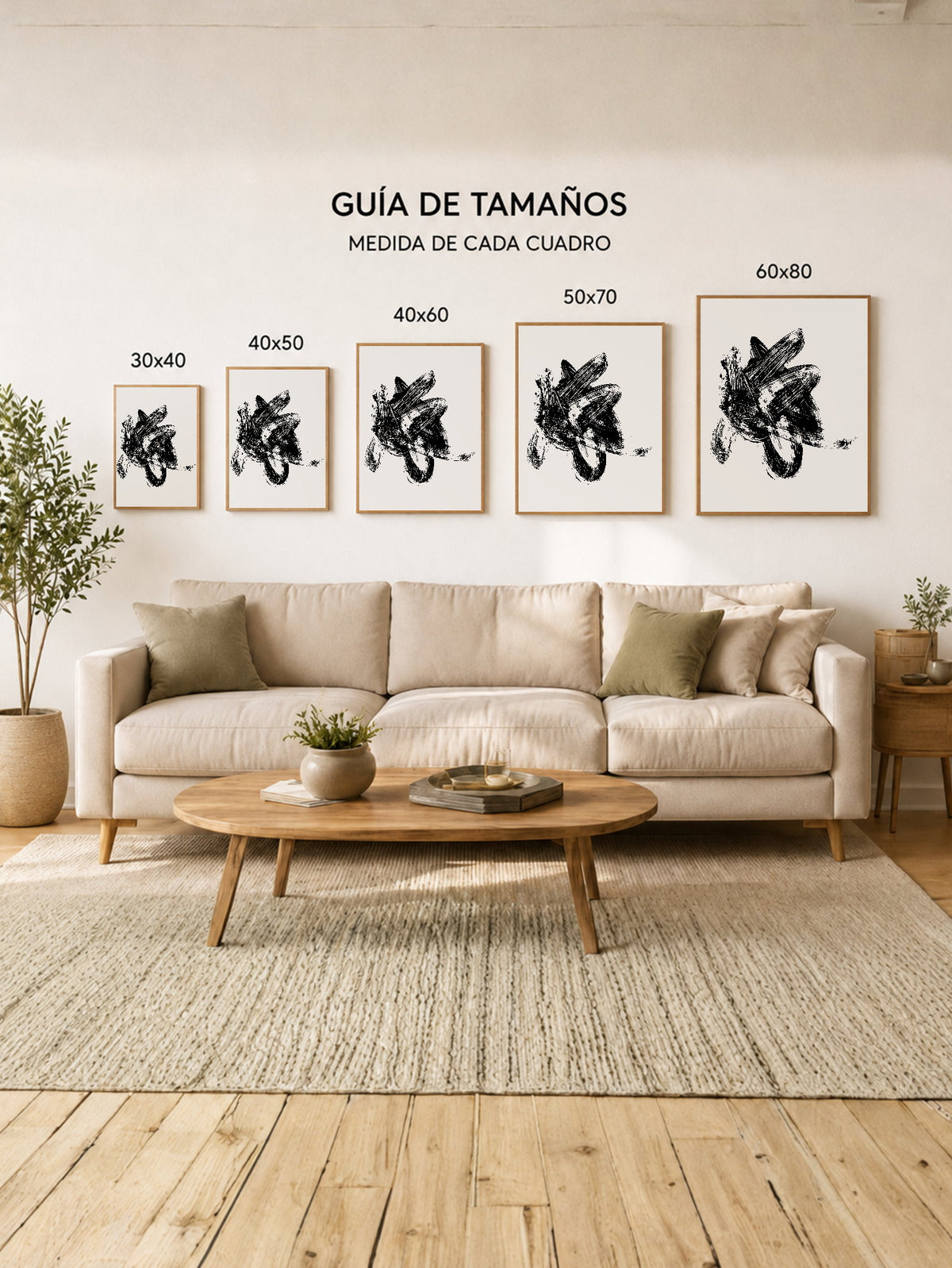 Cuadro Decorativo Abstracto, Pincelada Negra Gestual