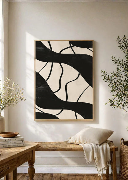 Cuadro Decorativo Abstracto, Ramas Negras Beige