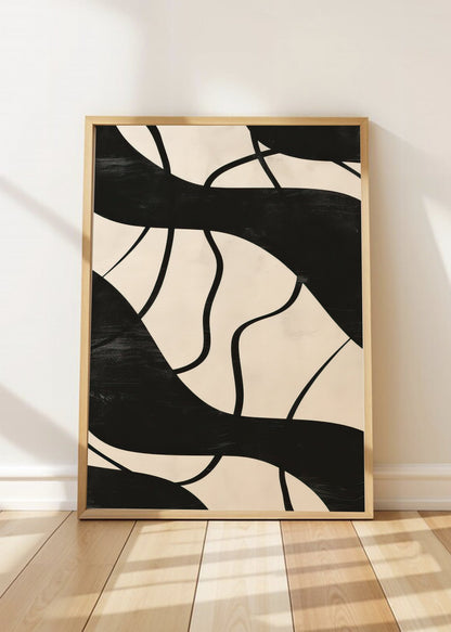 Cuadro Decorativo Abstracto, Ramas Negras Beige