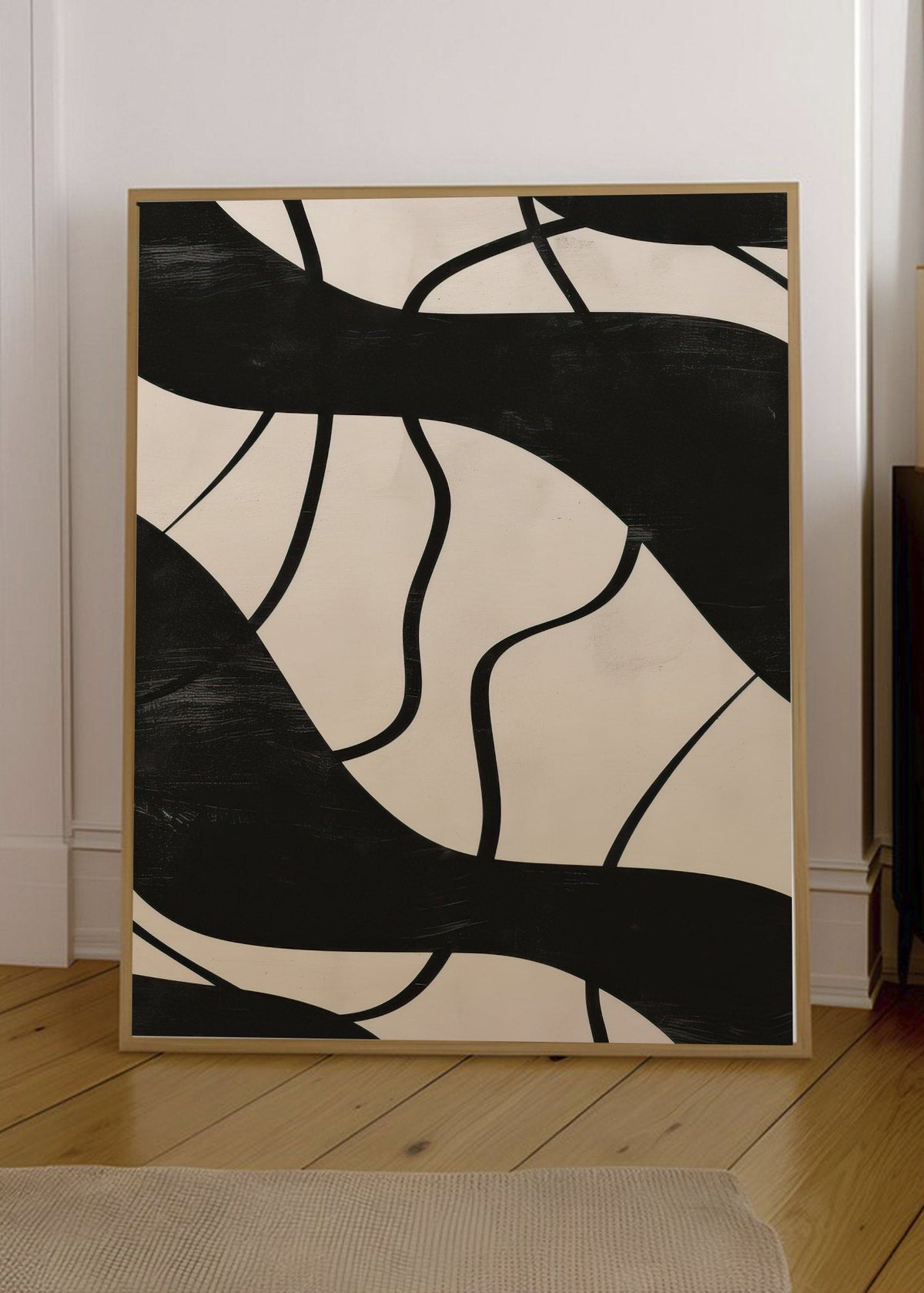 Cuadro Decorativo Abstracto, Ramas Negras Beige