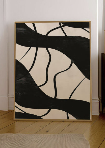 Cuadro Decorativo Abstracto, Ramas Negras Beige