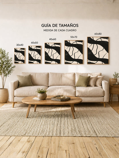 Cuadro Decorativo Abstracto, Ramas Negras Beige