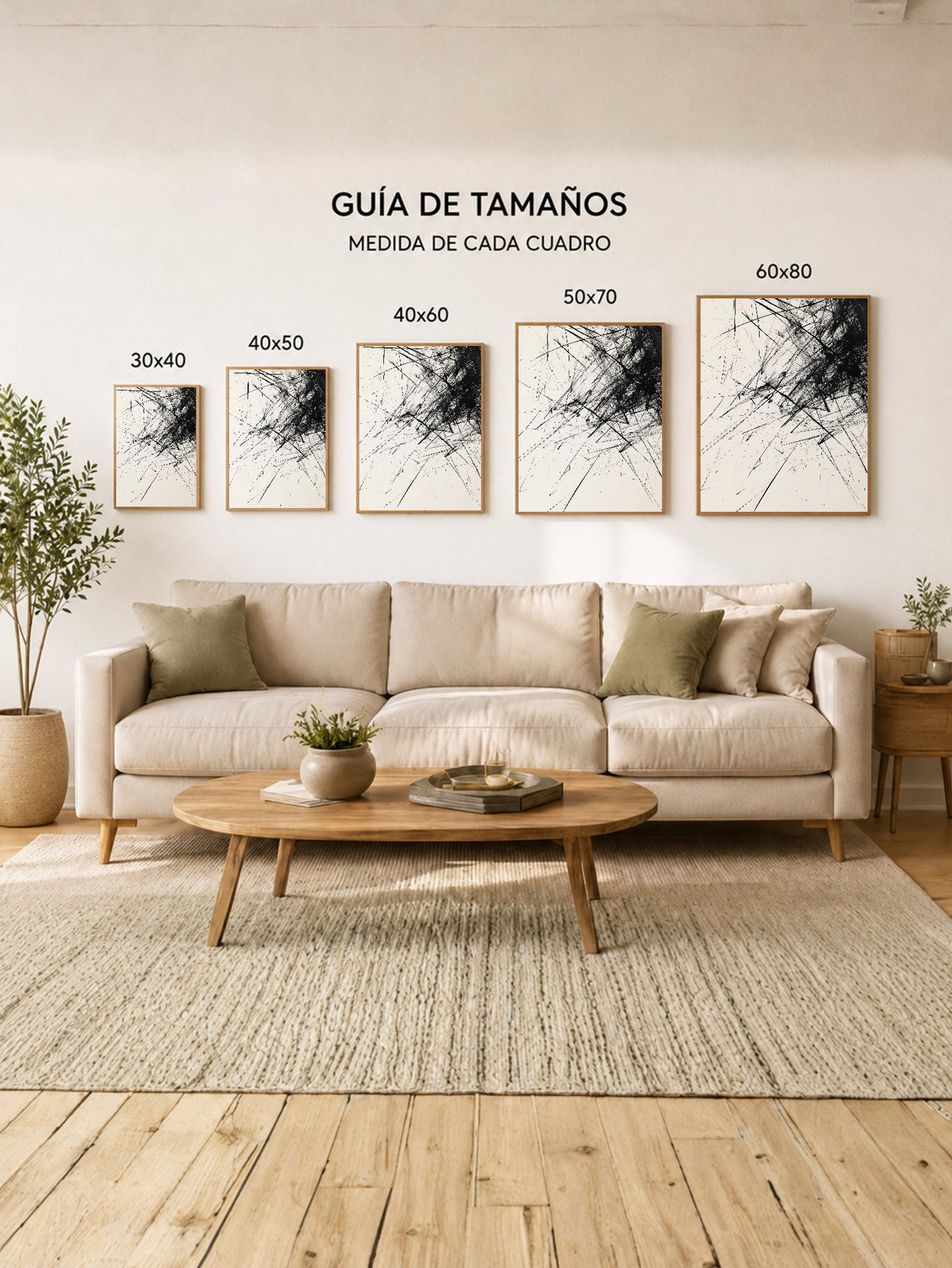 Cuadro Decorativo Abstracto, Rayas Cruzadas Blanco