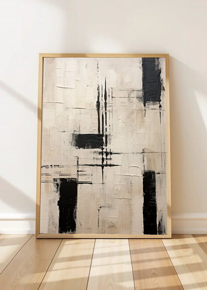 Cuadro Decorativo Abstracto, Rectangulos Negro Crema