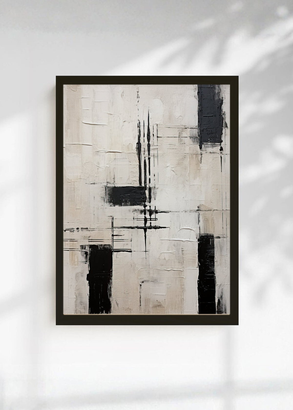 Cuadro Decorativo Abstracto, Rectangulos Negro Crema