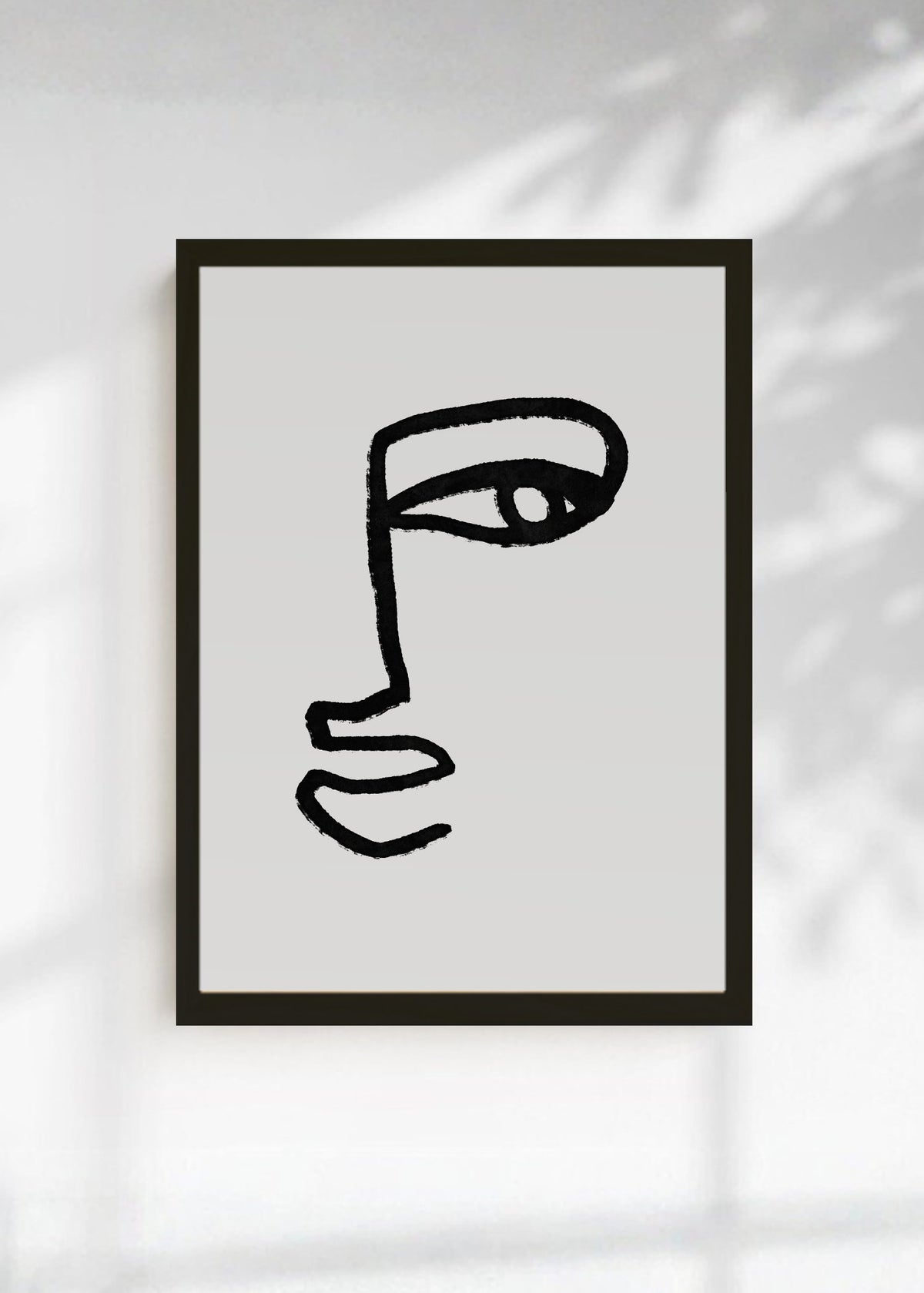 Cuadro Decorativo Abstracto, Rostro Línea Blanco Negro