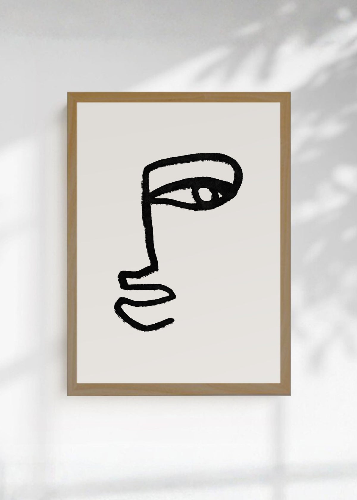 Cuadro Decorativo Abstracto, Rostro Línea Blanco Negro