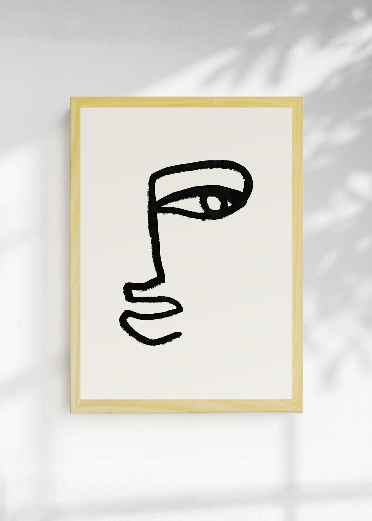 Cuadro Decorativo Abstracto, Rostro Línea Blanco Negro