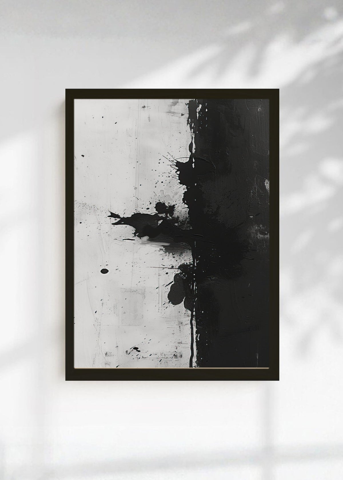 Cuadro Decorativo Abstracto, Salpicadura Negro Blanco