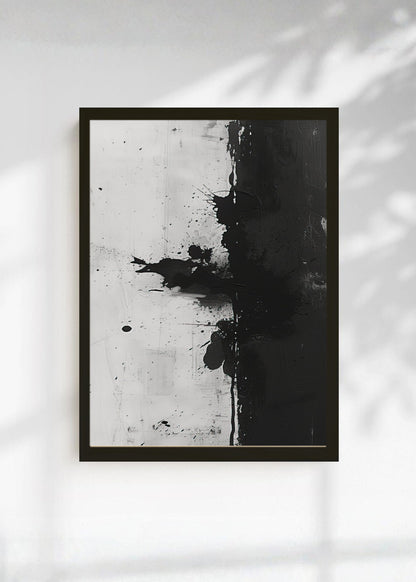 Cuadro Decorativo Abstracto, Salpicadura Negro Blanco