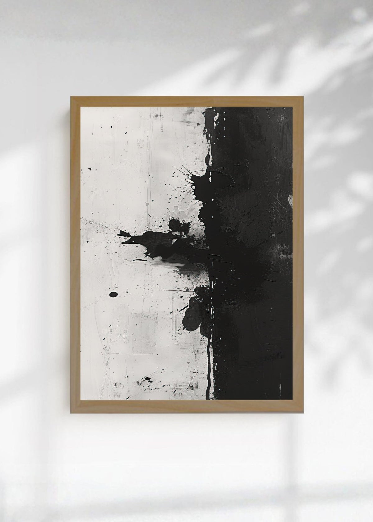 Cuadro Decorativo Abstracto, Salpicadura Negro Blanco