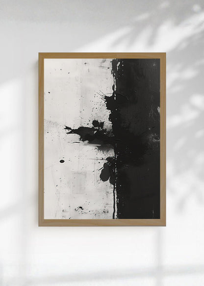 Cuadro Decorativo Abstracto, Salpicadura Negro Blanco